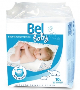 Bel Baby Changing Mats - детские впитывающие пеленки с рисунком, размер 60×60 см, 10 шт.